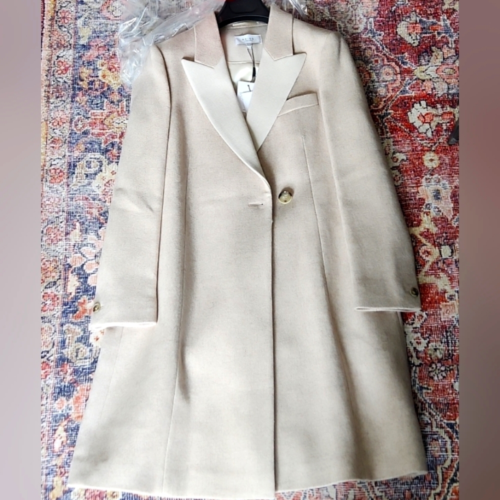 NWT REISS | Mandie Contrast Collar Mid-Length Coat - Picture 13 of 15